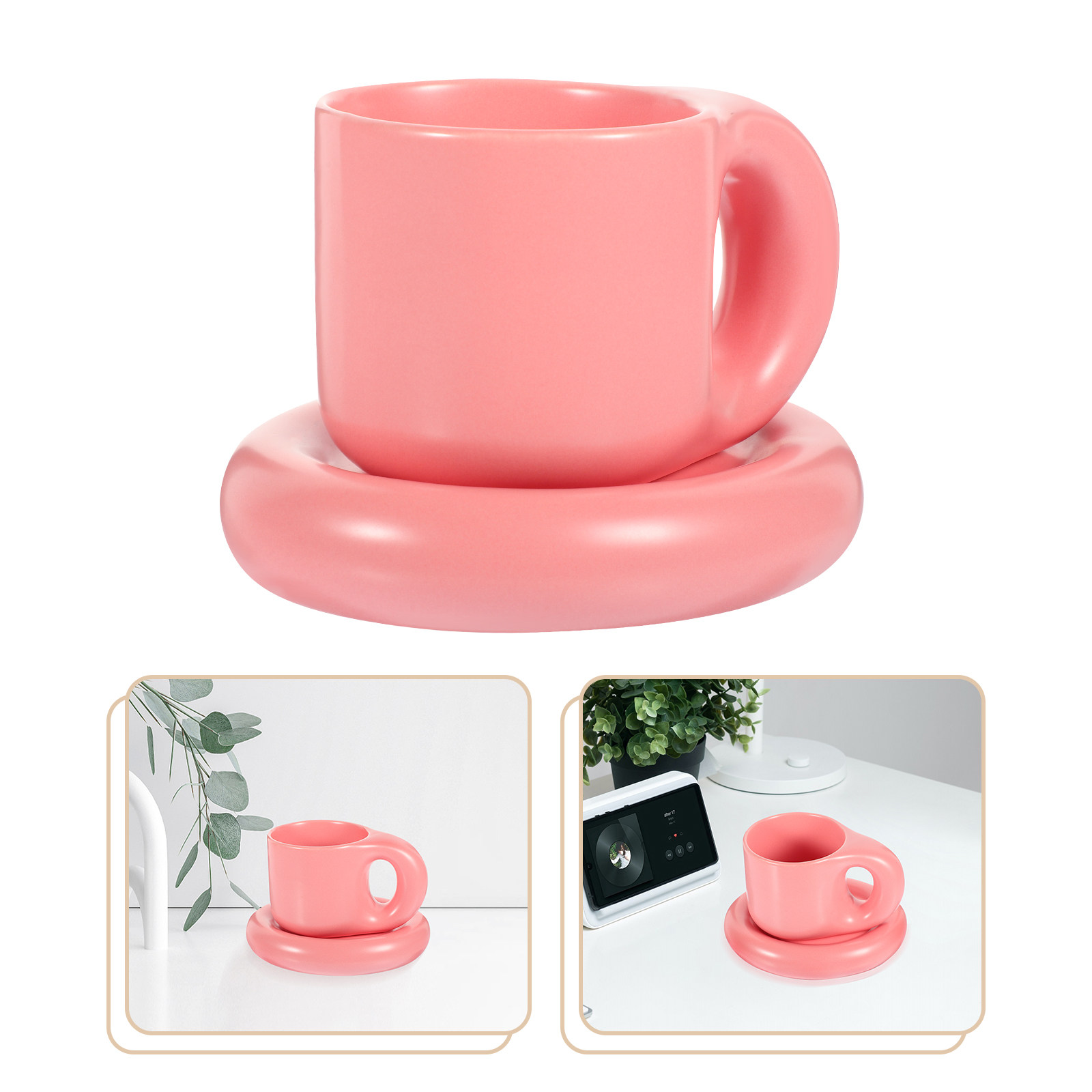 Ceramic Coffee Cup Set with Sa - Coffee Tea Chocolate ulasan dan harga